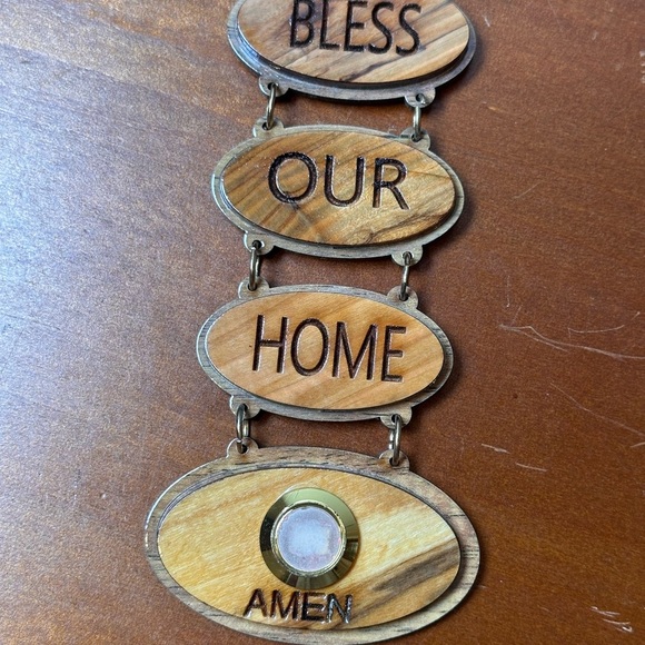 Wooden Cross Keychain with Gold Accents - Picture 5 of 5